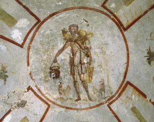 Plafond de la chapelle du Bon Pasteur, catacombes de San Callisto, Rome